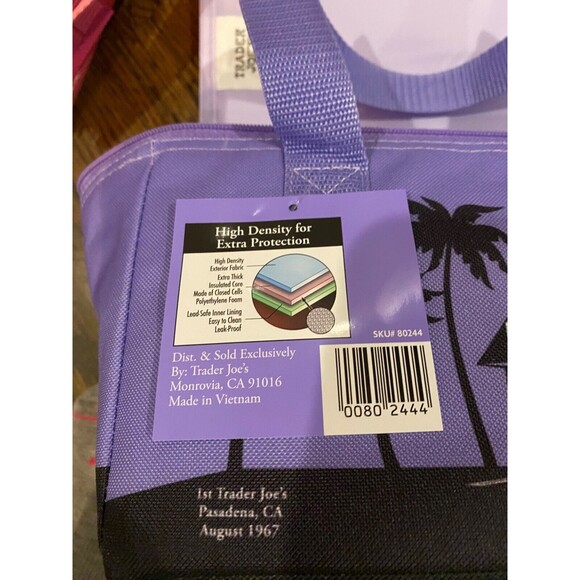 Trader Joe's Bag Mini Insulated Cooler Tote Lunch Bag Lavender Purple NEW - Picture 8 of 10